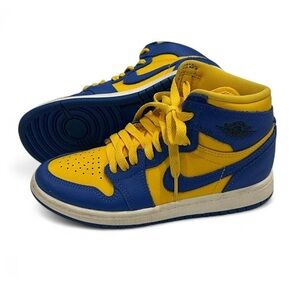 Nike Air Jordan 1 Retro OG Kids Shoes 13.5c Boy Girl Yellow Blue Reverse Laney